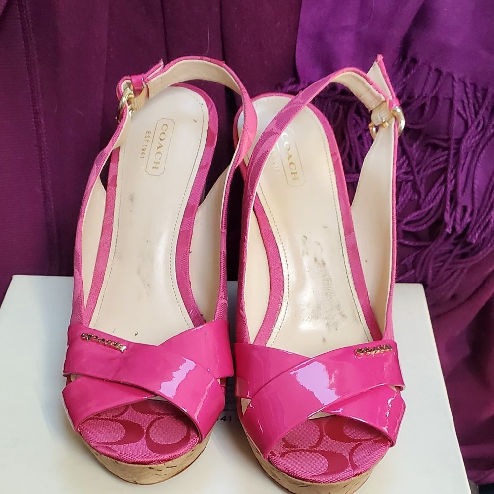 Coach Fusha/Pink Cork Wedge Jessy Shoes